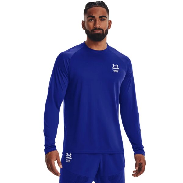 Under-Armour-Armourprint-Longlseeve-Shirt-royal-blau Under - Armour Armourprint Longlseeve Shirt royal