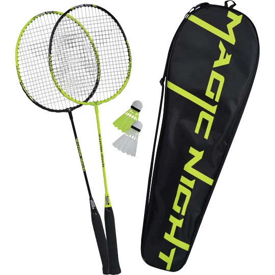 Talbot-Torro-Magic-Night-LED-Badminton-Set-besaitet-schwarz-schwarzgelb Talbot - Torro Magic Night LED Badminton Set besaitet schwarz
