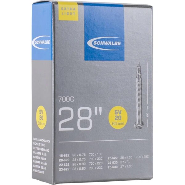 Schwalbe-Schwalbe-SV20-Extra-Light-Schlauch-28-80mm-schwarz Schwalbe - Schwalbe SV20 Extra Light Schlauch 28" 80mm