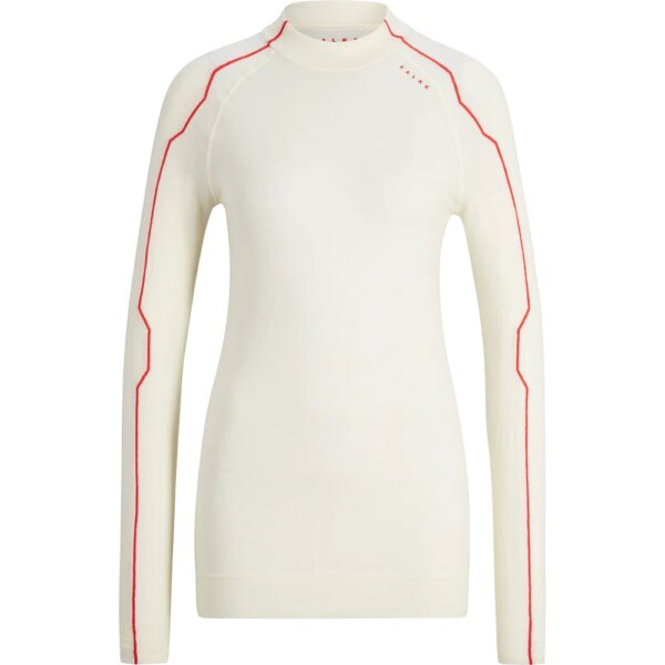 Falke-Falke-WoolTech-Trend-Longsleeve-offwhite-neon-red-weiss Falke - Falke WoolTech Trend Longsleeve offwhite neon red