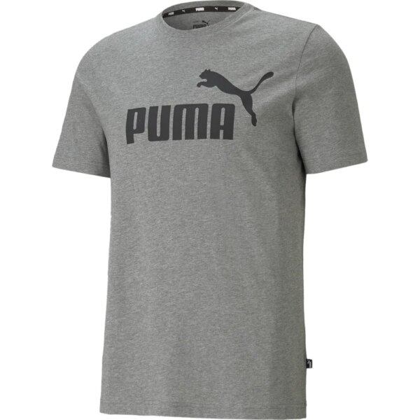 Puma-Puma-Essentials-Logo-T-Shirt-medium-grey-heather-grau Puma - Puma Essentials Logo T-Shirt medium grey heather
