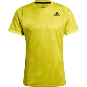 adidas - adidas Freelift Printed Primeblue Tennis T-Shirt acid yellow wild pine white