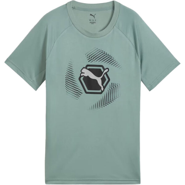Puma-Active-Sports-Graphic-Poly-T-Shirt-Kinder-green-moon-gruen Puma - Puma Active Sports Graphic Poly T-Shirt Kinder green moon