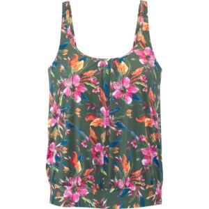 Lascana - Lascana Oversize Tankini Top flower print olive