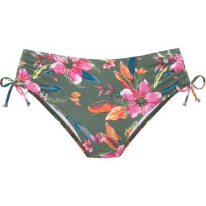 Lascana - Lascana Bikinihose mit Raffung flower print olive