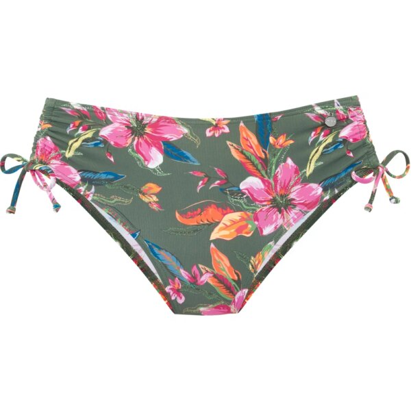 Lascana-Lascana-Bikinihose-mit-Raffung-flower-print-olive-gruen Lascana - Lascana Bikinihose mit Raffung flower print olive