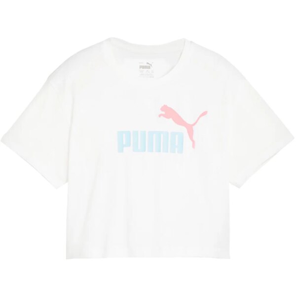 Puma-Puma-Logo-Cropped-T-Shirt-Maedchen-puma-white-weiss Puma - Puma Logo Cropped T-Shirt Mädchen puma white