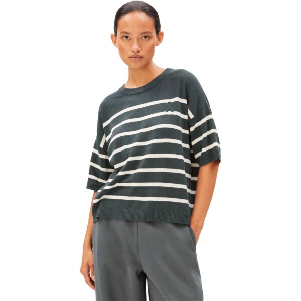 Armedangels-Armedangels-Stripe-Linen-Blend-Pullover-space-steel-grau Armedangels - Armedangels Stripe Linen Blend Pullover space steel