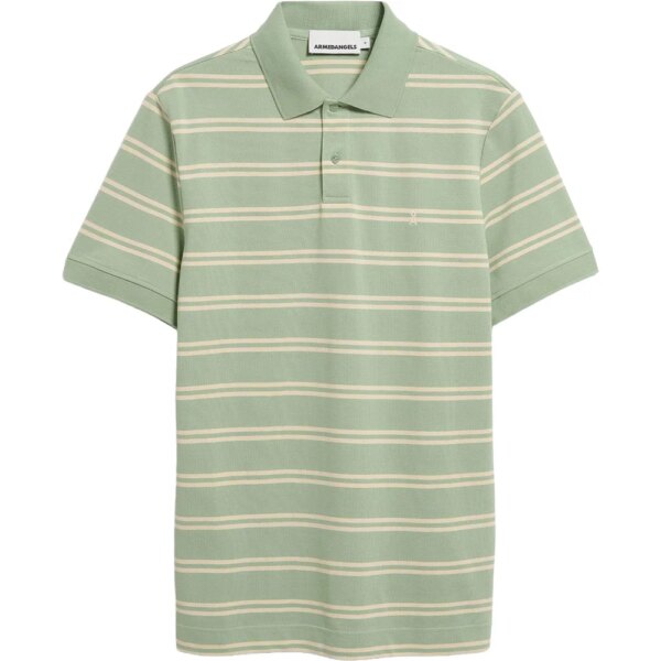 Armedangels-Armedangels-Striped-Poloshirt-foam-gruen Armedangels - Armedangels Striped Poloshirt foam