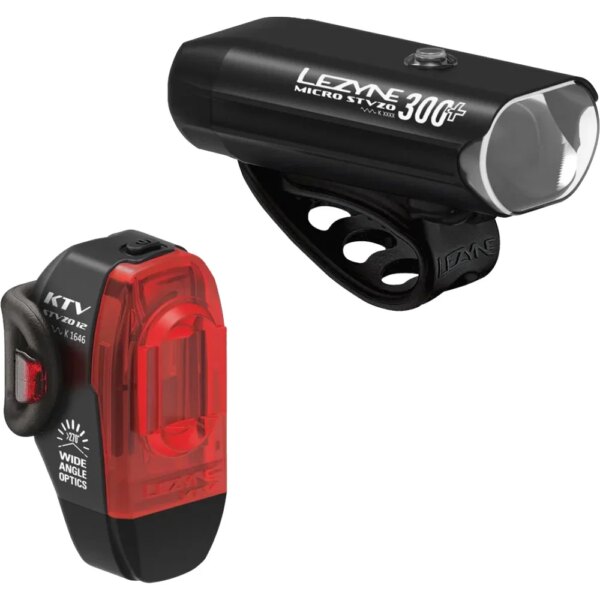 Lezyne-Lezyne-Micro-STVZO-300-KTV-Drive-STVZO-Beleuchtungsset-schwarz-schwarz Lezyne - Lezyne Micro STVZO 300+/ KTV Drive STVZO Beleuchtungsset schwarz