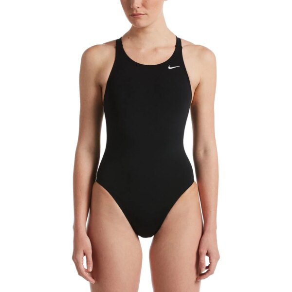 Nike-Nike-Poly-Solid-Fastback-One-Piece-Badeanzug-schwarz-schwarz Nike - Nike Poly Solid Fastback One Piece Badeanzug schwarz