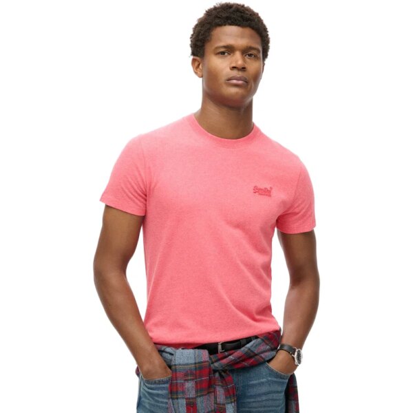 Superdry-Superdry-Essential-Logo-EMB-T-Shirt-punch-pink-marl-rosapink Superdry - Superdry Essential Logo EMB T-Shirt punch pink marl