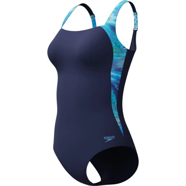 Speedo-Speedo-Print-Luna-Lustre-Badeanzug-peacoat-blau Speedo - Speedo Print Luna Lustre Badeanzug peacoat