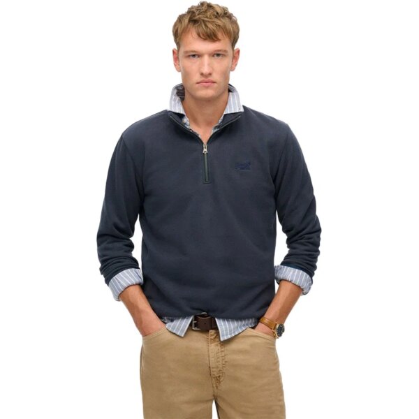 Superdry - Superdry Essential Logo Henley Sweatshirt bradley navy