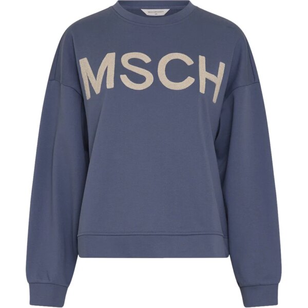 MSCH-Copenhagen-Mela-Briena-Sweatshirt-v-indigo-oatmeal-blau MSCH - Copenhagen Mela Briena Sweatshirt v indigo oatmeal
