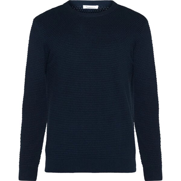 KnowledgeCotton-Apparel-VAGN-Regular-Bubble-Knit-Strickpullover-total-eclipse-blau KnowledgeCotton - Apparel VAGN Regular Bubble Knit Strickpullover total eclipse