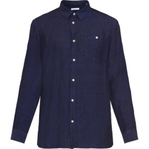 KnowledgeCotton - Apparel Regular Leinenhemd GOTS/Vegan yarndyed total eclipse