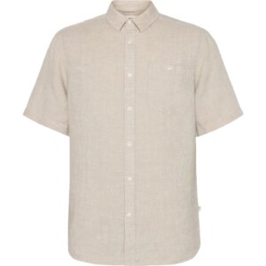 KnowledgeCotton - Apparel Regular Leinenhemd GOTS/Vegan yarndyed light feather gray