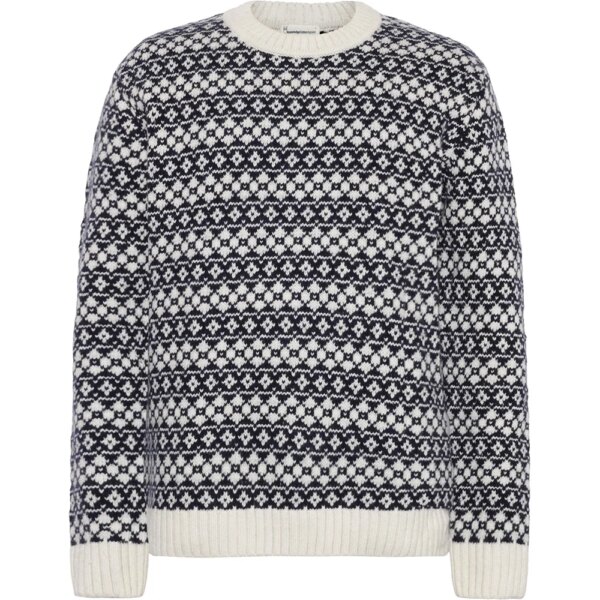 KnowledgeCotton - Apparel Lambswool Crew Neck Knit blue stripe