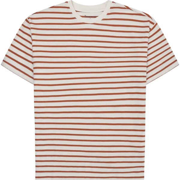KnowledgeCotton - Apparel Organic Cotton Striped T-Shirt GOTS/Vegan red stripe