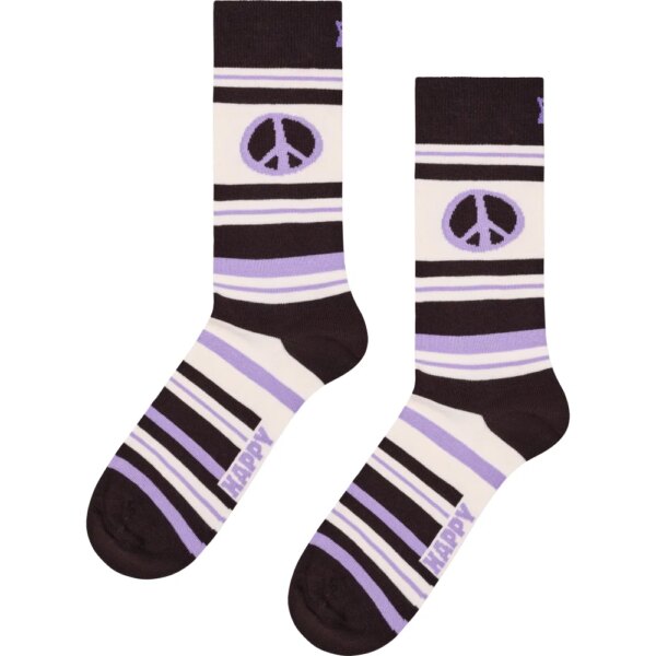 Happy-Socks-Peace-Stripes-Socken-weiss-weiss Happy - Socks Peace Stripes Socken weiß