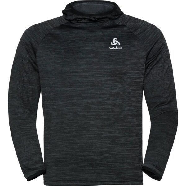 Odlo-Odlo-Mid-Layer-Hoodie-Run-Easy-Warm-black-melange-schwarz Odlo - Odlo Mid Layer Hoodie Run Easy Warm black melange