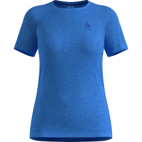 Odlo-Essential-Seamless-Laufshirt-dazzling-blue-melange-blau Odlo - Odlo Essential Seamless Laufshirt dazzling blue melange