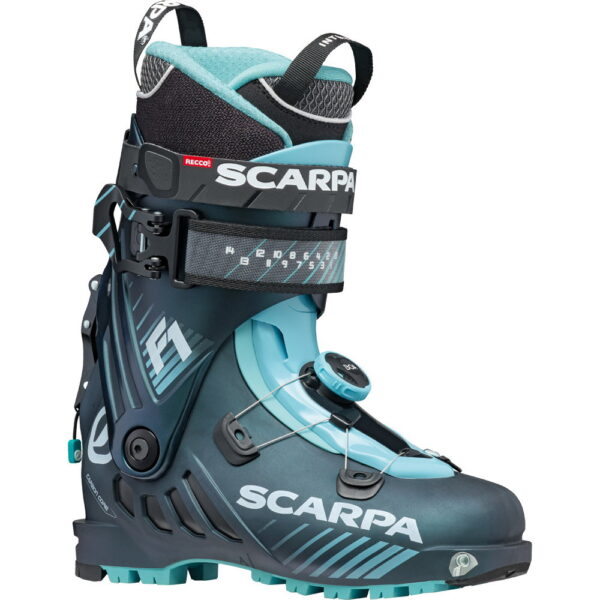 Scarpa-F1-Wmn-Touren-Skischuhe-anthracite-aqua-blau Scarpa - Scarpa F1 Wmn anthracite aqua