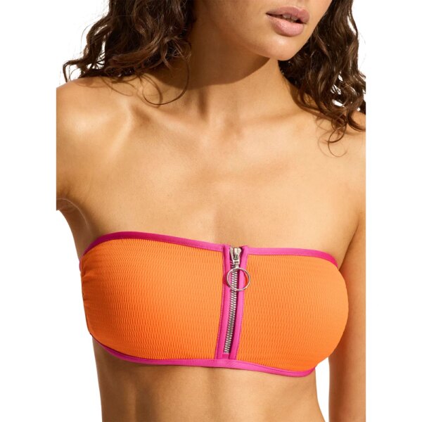 Seafolly-Seafolly-Beach-Bound-Zip-Front-Bandeau-Bikini-Top-turmeric-orange Seafolly - Seafolly Beach Bound Zip Front Bandeau Bikini Top turmeric