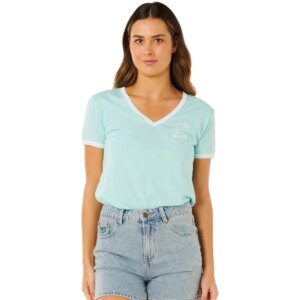 Rip - Curl Hotel Malibu V-Neck T-Shirt light sea blue
