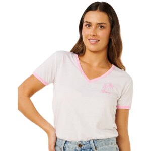 Rip - Curl Hotel Malibu V-Neck T-Shirt optical white