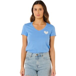 Rip - Curl Heart V-Neck T-Shirt cornflower blue