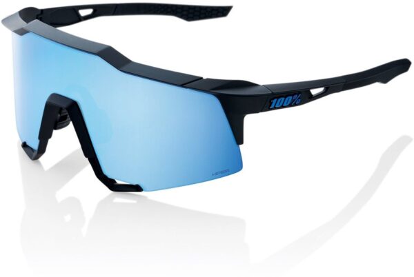 0196261017076 100 Percent Speedcraft Matte Black / HiPER Blue Mirror Lens