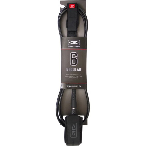 Ocean - & Earth Regular Moulded Surfboard Leash 6'' schwarz