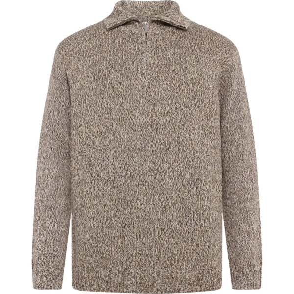 KnowledgeCotton-Apparel-Quater-Half-Zip-Sweatshirt-brown-multi-braun KnowledgeCotton - Apparel Quater Half-Zip Sweatshirt brown multi